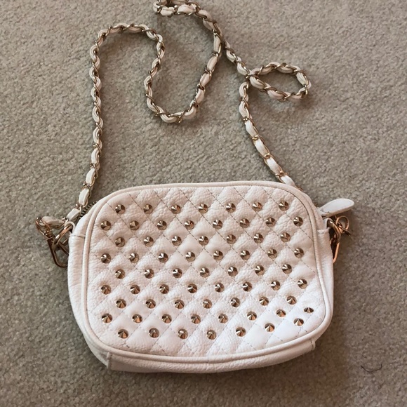 White, Studded Gold Handbag - Picture 1 of 3